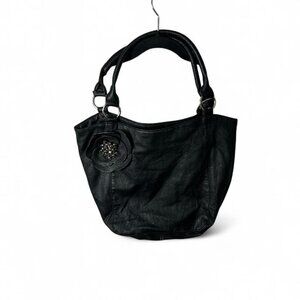 Black Textured Hobo Shoulder Bag
